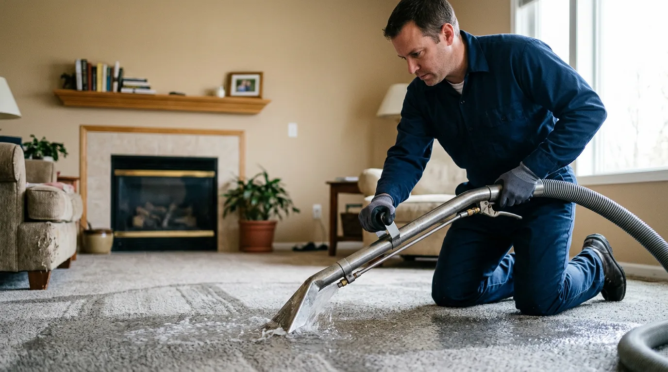 Water damage restoration technician working near La Place, IL